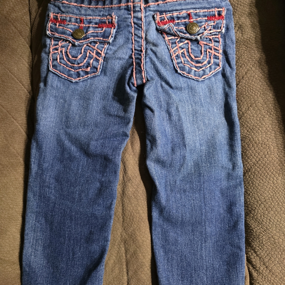 True Religion Kids Blue Jeans with Red Stitching